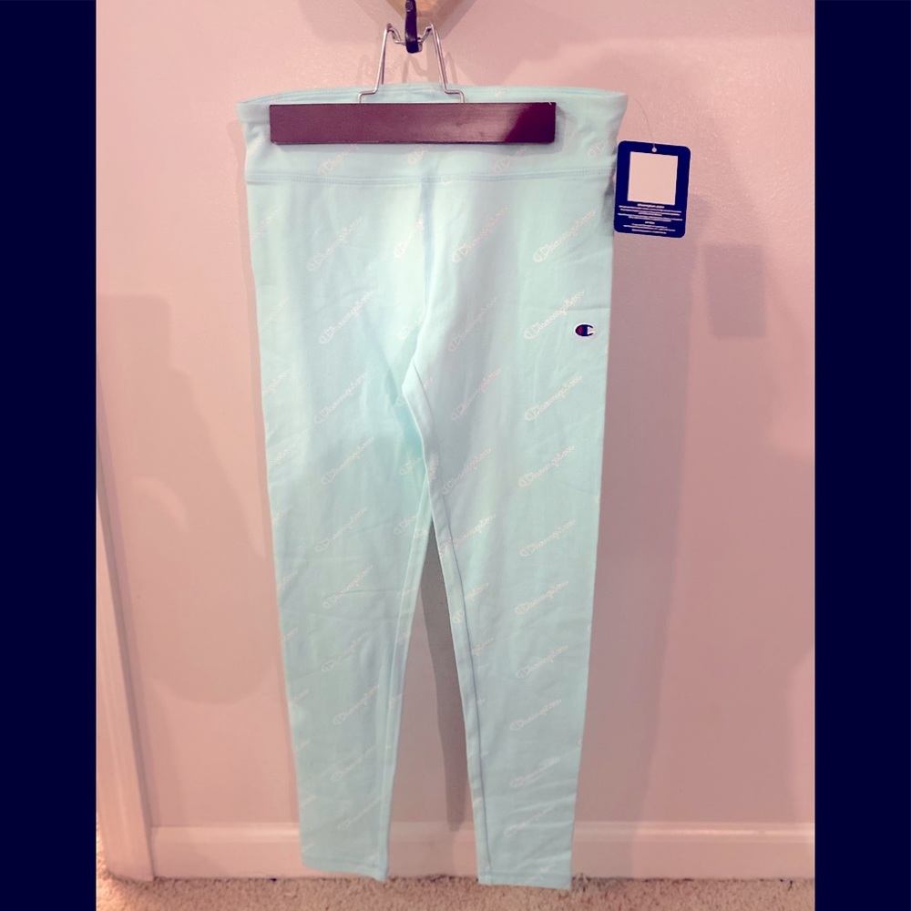 NWT Champion Logo Leggings, Mint Green, Girls M